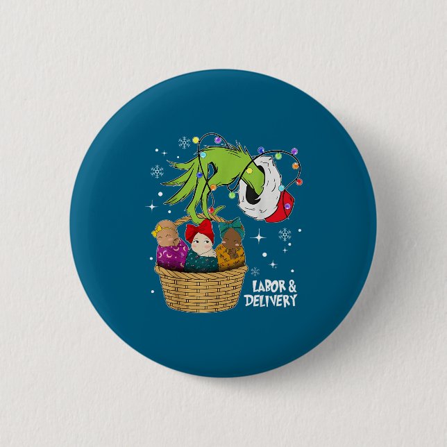Labor And Delivery Nurse Christmas Lights Snowflak Button (Front)
