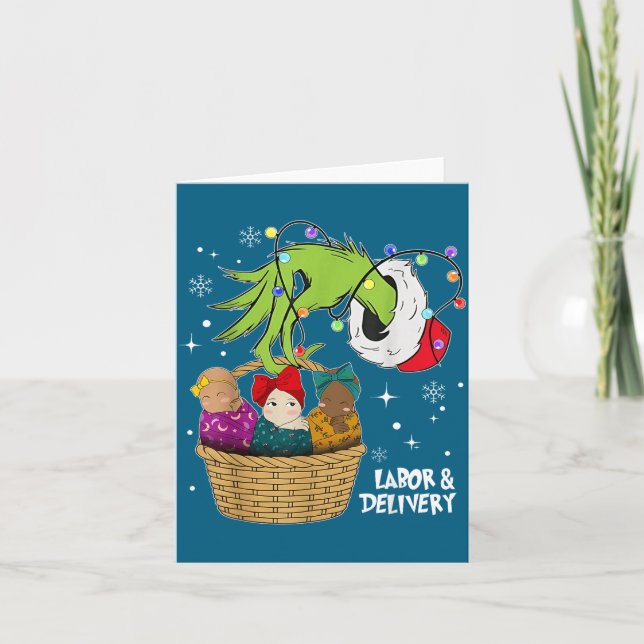 Labor And Delivery Nurse Christmas Lights Snowflak Card (Front)