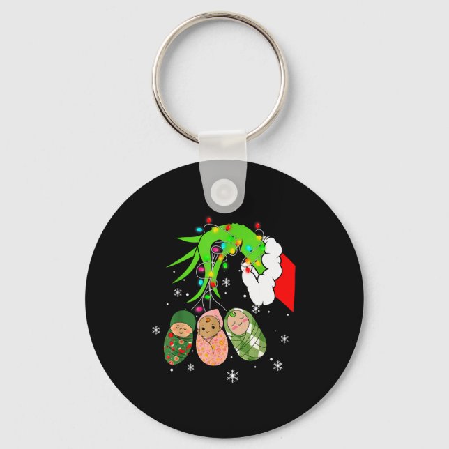 Labor And Delivery Nurse Christmas Lights Snowflak Keychain (Front)