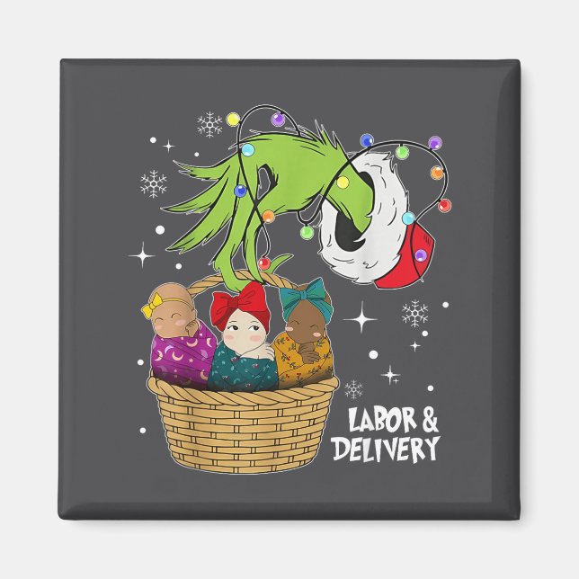 Labor And Delivery Nurse Christmas Lights Snowflak Magnet (Front)