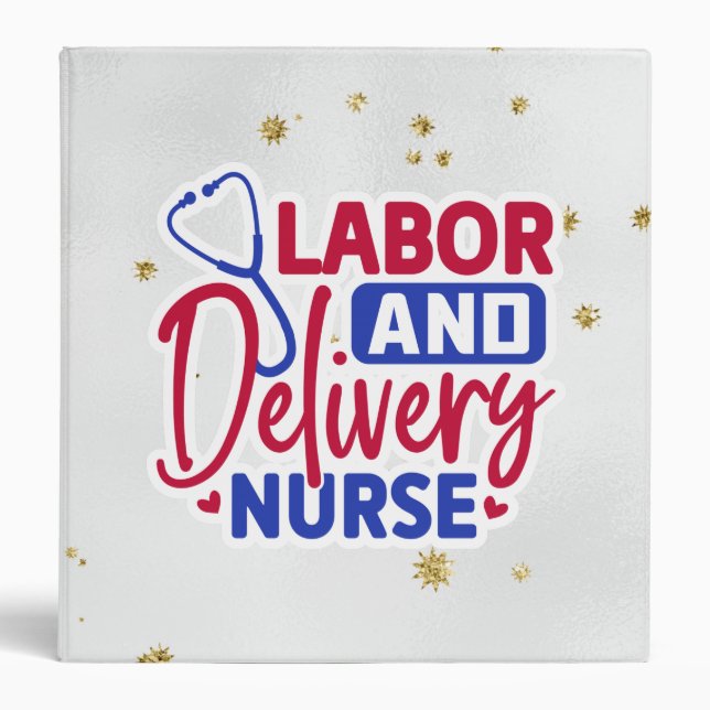 Labor and Delivery Nurse | Gray | Sparkle 3 Ring Binder (Front)