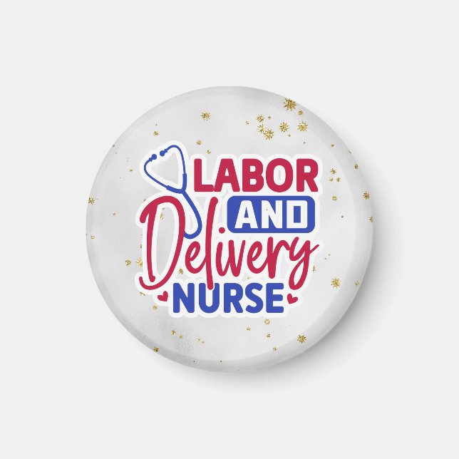 Labor and Delivery Nurse | Gray | Sparkle Magnet (Front)