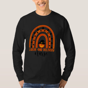 Labor And Delivery Nurse Halloween Pumpkin Rainbow T-Shirt