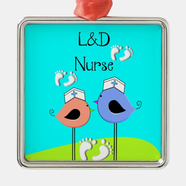 Labor and Delivery Nurse Nurse Birds Metal Ornament (Front)