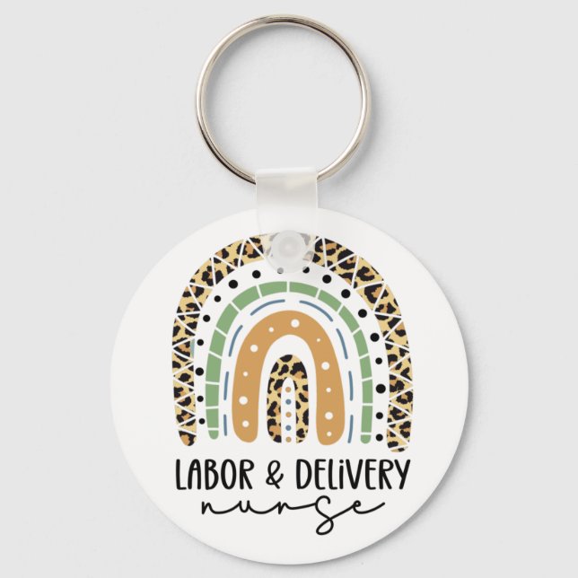 Labor and delivery nurse Rainbow L and D nurse Keychain (Front)