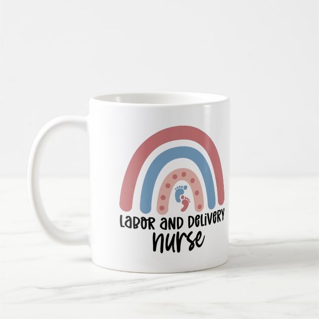 Labor and delivery nurse Rainbow Nurse gifts Coffee Mug (Left)