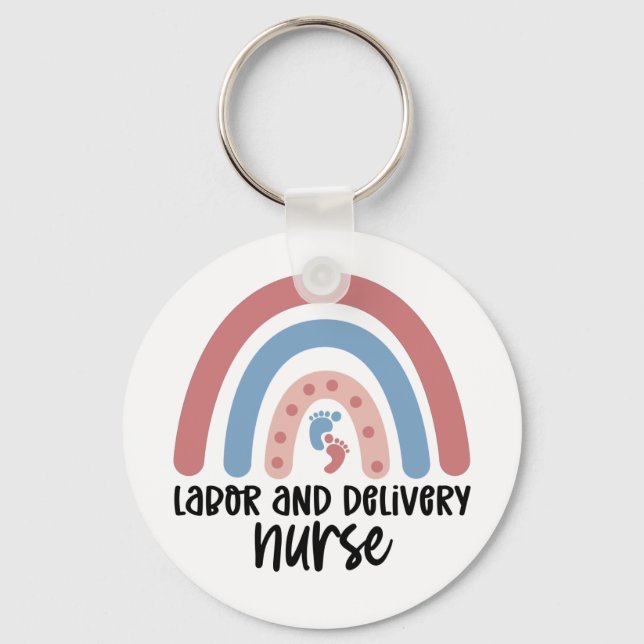 Labor and delivery nurse Rainbow Nurse gifts Keychain (Front)