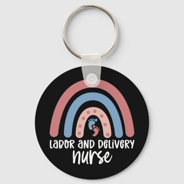 Labor and delivery nurse Rainbow Nurse gifts Keychain (Front)