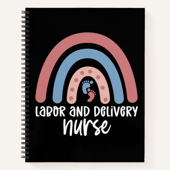 Labor and delivery nurse Rainbow Nurse gifts Notebook (Front)