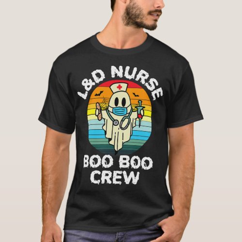 Labor and Delivery Retro Halloween Ghost LD Nurse T_Shirt