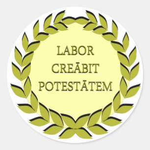 LABOR CREĀBIT POTESTĀTEM CLASSIC ROUND STICKER