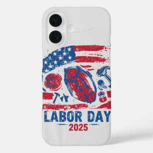 Labor Day 2025 Sports iPhone 16 Case – Work Hard P