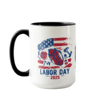 Labor Day 2025 Sports Mug – Work Hard Play Hard