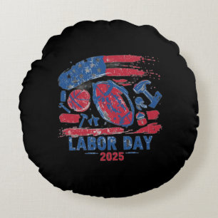 Labor Day 2025 Sports Throw Pillow – Work Hard Pla