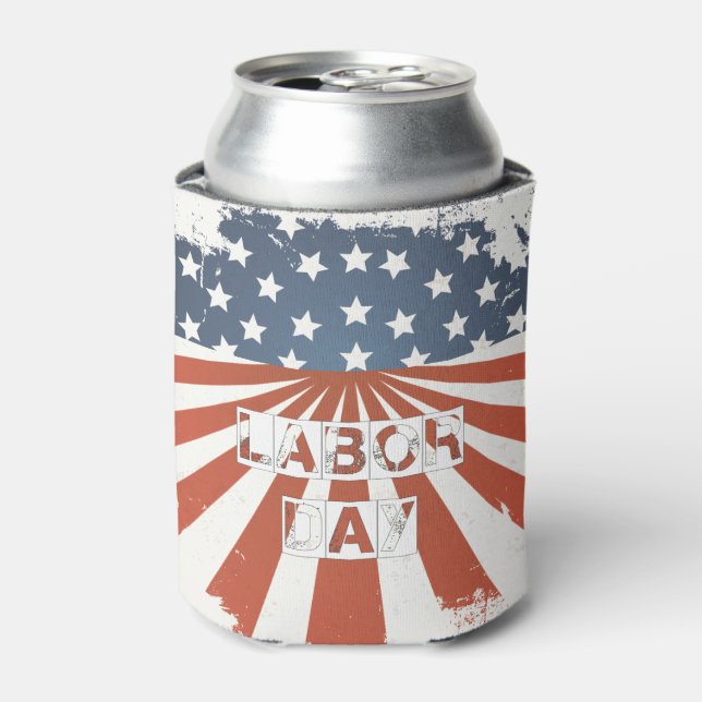 Labor Day American Flag Can Cooler (Can Front)