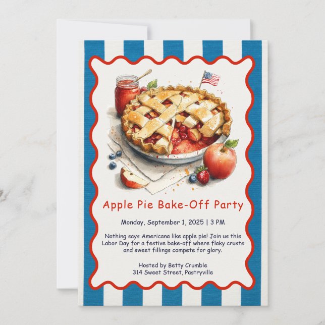 Labor Day Apple Pie Bake-Off Invitation  (Front)