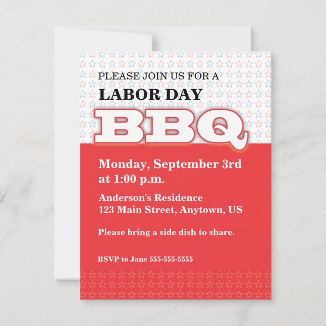 Labor Day BBQ invitation (Front)