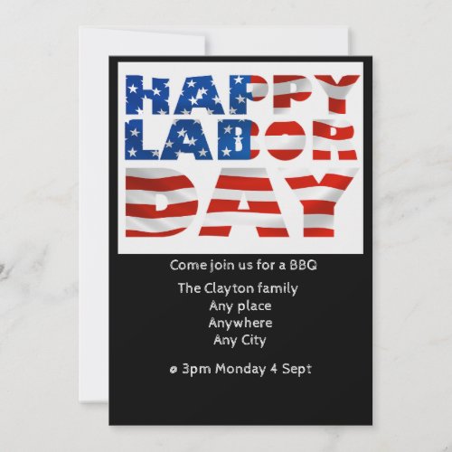 Labor Day BBQ invitation editable
