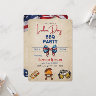 Labor Day BBQ Invitation editable template