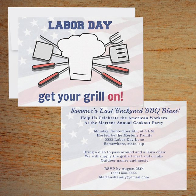 Labor Day BBQ Party Family Summer Grill Blast Invitation (Labor Day BBQ Family Summer Grill Blast Invitation)