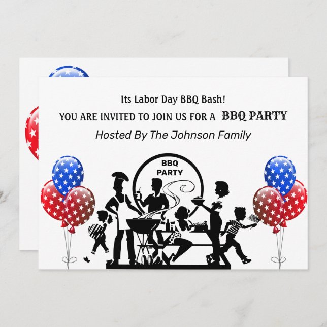 Labor Day BBQ Party Invitation (Front/Back)
