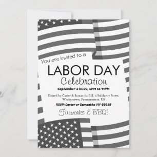 Labor Day BBQ Party Worker Patriotic American flag Invitation