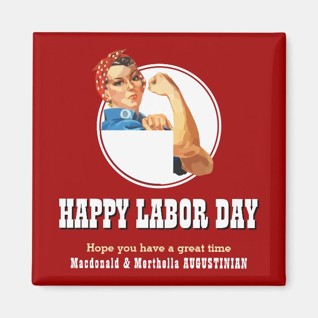 LABOR DAY BBQ Rosie Riveter Magnet (Front)