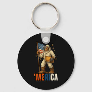 Labor Day Beekeeper Bigfoot Honey Worker American Keychain