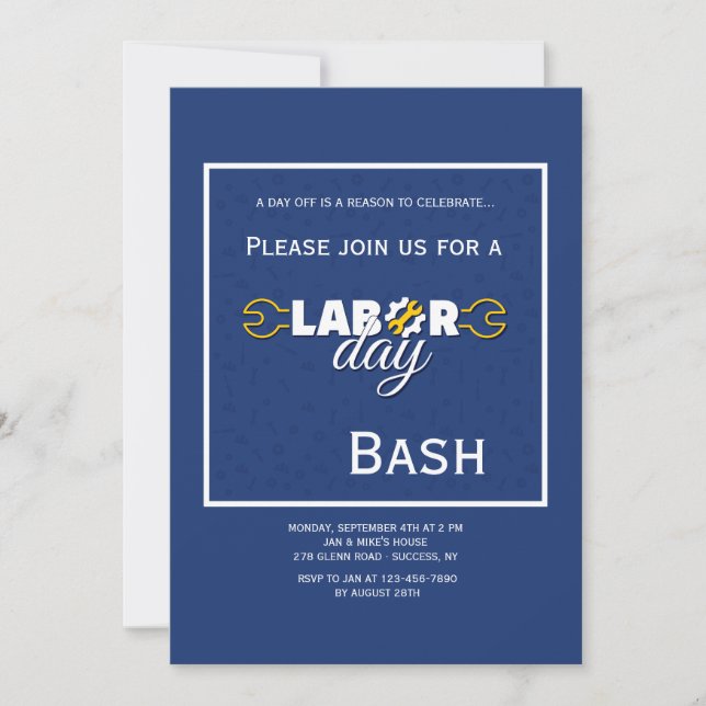 Labor Day Blue Invitation (Front)