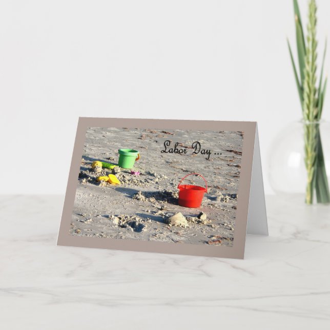 Labor Day Card Beach with Colorful Pails (Front)