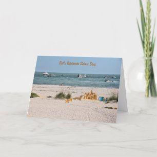 Labor Day Card with Beach & Boats