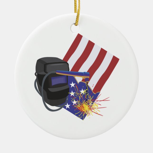 Labor Day Ceramic Ornament (Front)