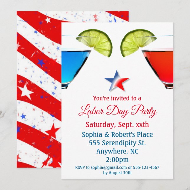 Labor Day Cocktail Party Invitation (Front/Back)