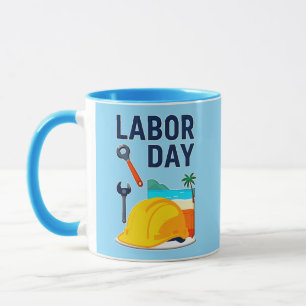 Labor Day Construction Worker Helmet Design Mug