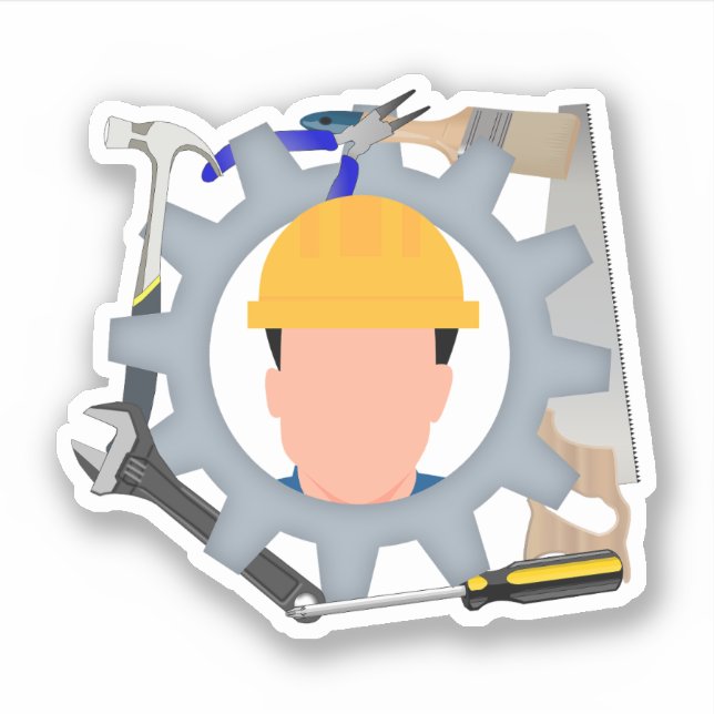 Labor Day Construction Worker Sticker (Front)