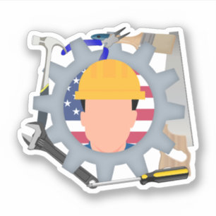 Labor Day Construction Worker Sticker