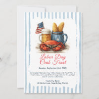 Labor Day Crab Feast Invitation Patriotic Seafood