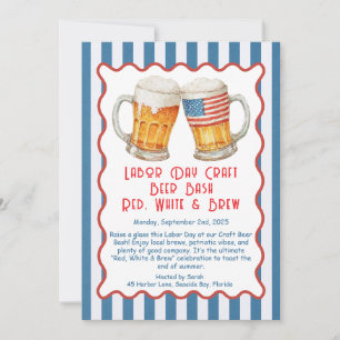 Labor Day Craft Beer Bash – Red, White, brew Invitation
