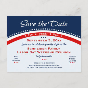 Labor Day Family Reunion, Party Save the Date Announcement Postcard
