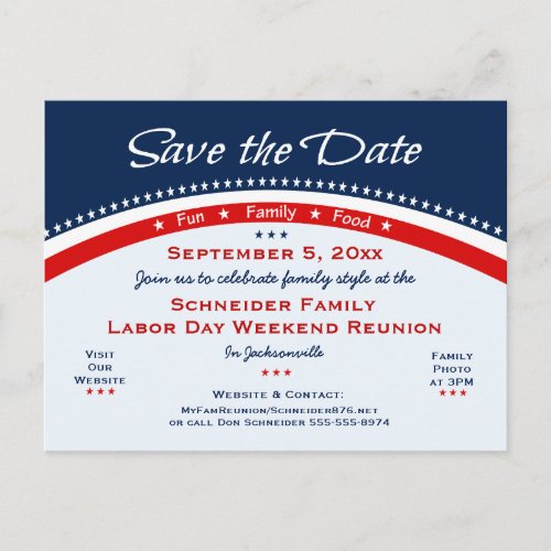 Labor Day Family Reunion Party Save the Date Announcement Postcard