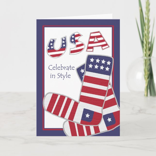 Labor Day for Fashionista, Patriotic Socks Card (Front)