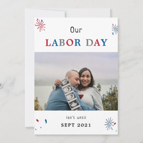 Labor day funny baby pregnancy photo announcement