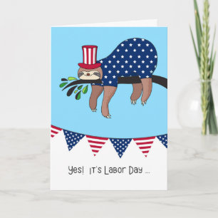 Labor Day - Funny Sloth Relaxing Card