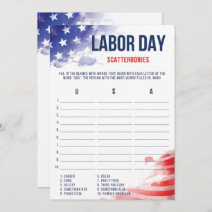 Labor Day Games Patriotic USA Scattergories Game