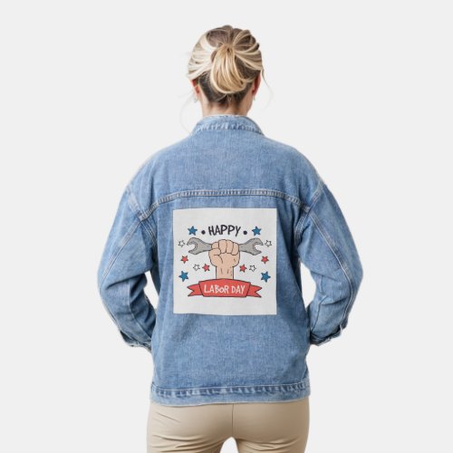 Labor Day Graphic Badge Color Design Denim Jacket