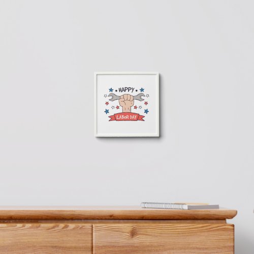 Labor Day Graphic Badge Color Design Peel And Stick Photo Tile
