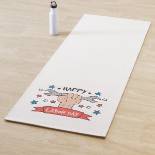Labor Day Graphic Badge Color Design Yoga Mat