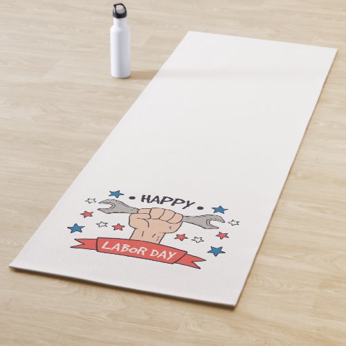 Labor Day Graphic Badge Color Design Yoga Mat
