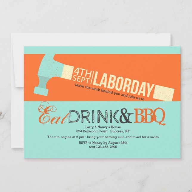 Labor Day Hammer Invitation (Front)