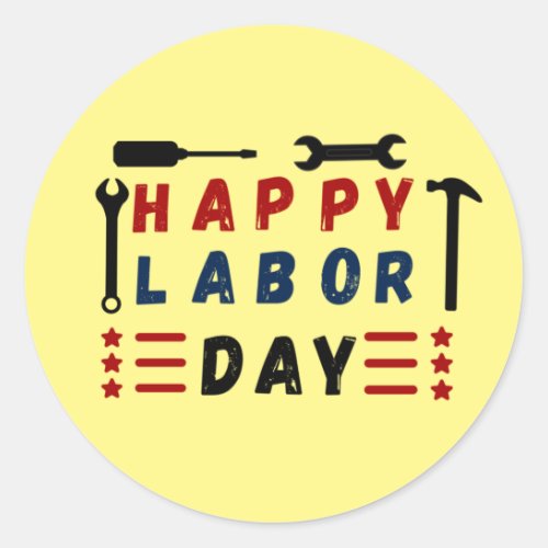 labor day happy classic round sticker